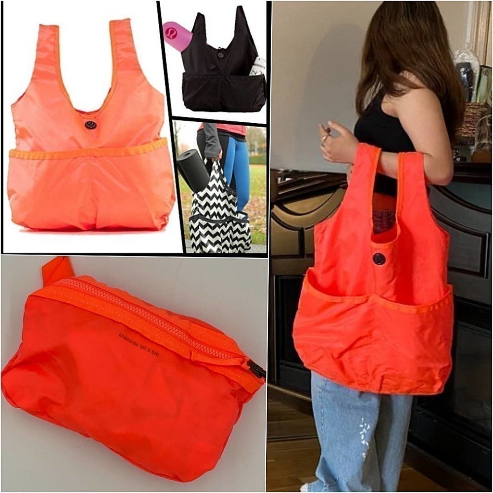 Lululemon Large Packable Yoga Gym Travel Bag Neon Orange